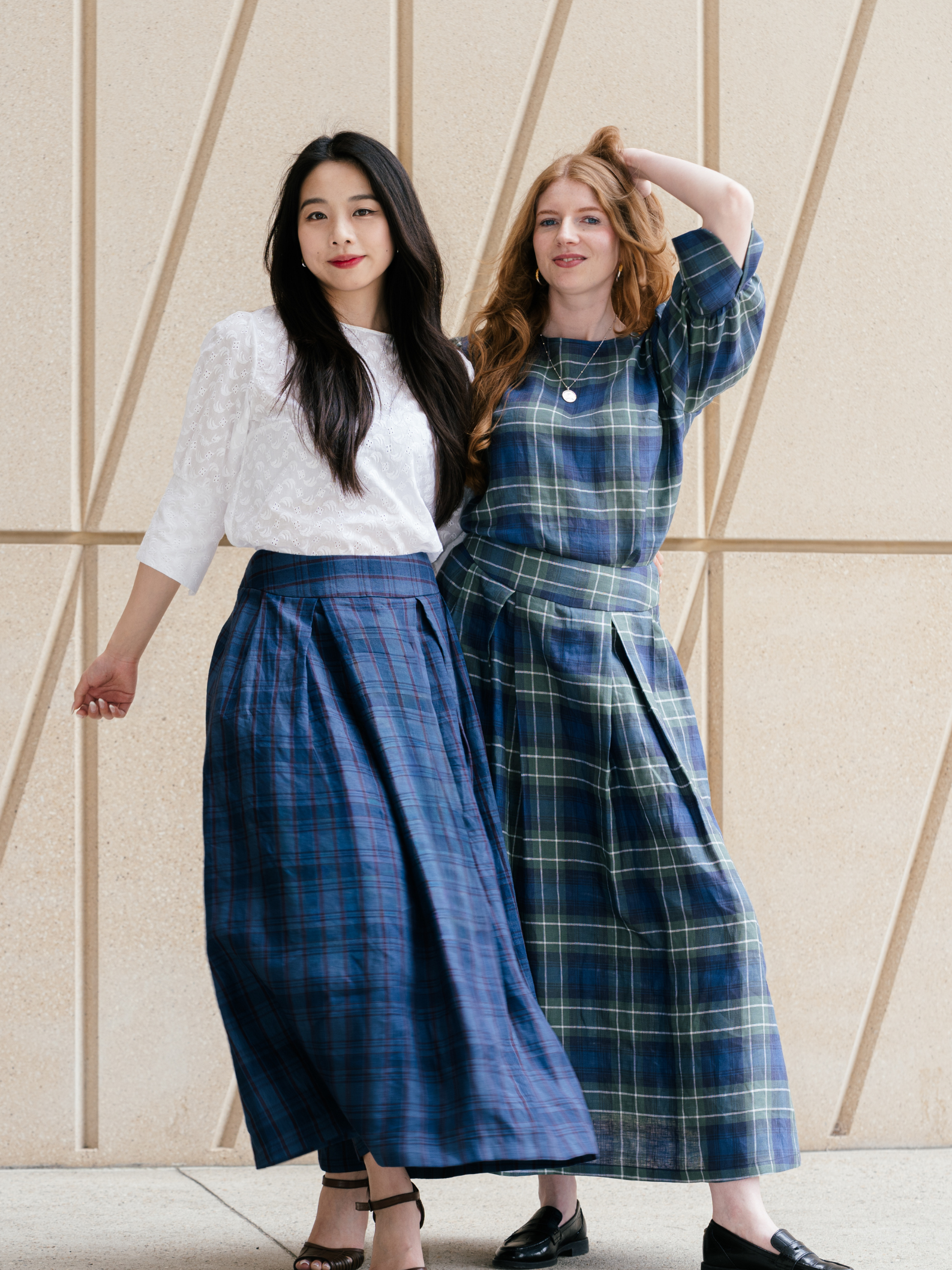 Maxi skirt with pockets Green Check Irish Linen – Valery | No More Nobody - Image 5