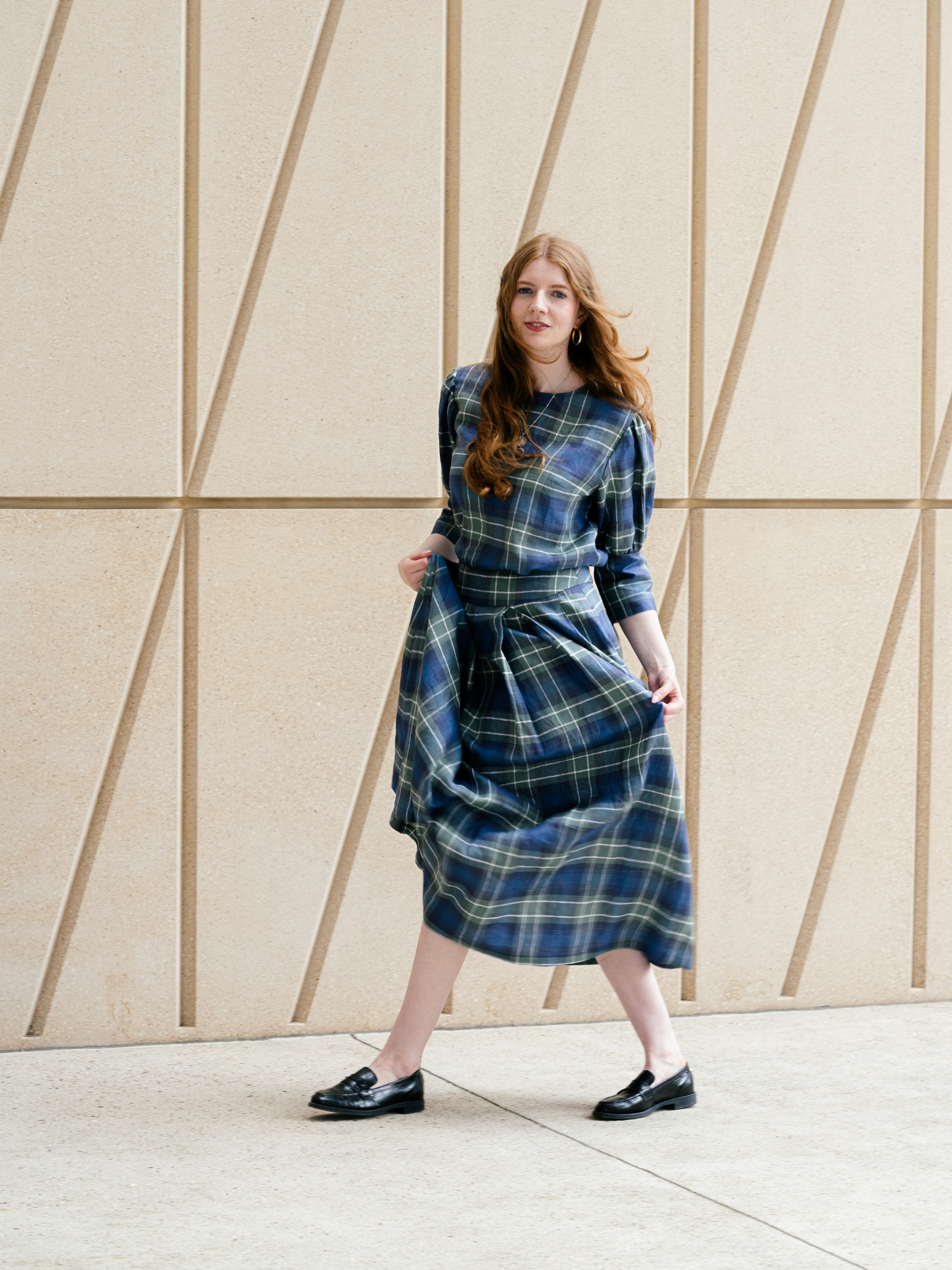 Maxi skirt with pockets Green Check Irish Linen – Valery | No More Nobody - Image 3