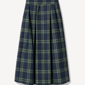 Maxi skirt with pockets Green Check Irish Linen – Valery | No More Nobody